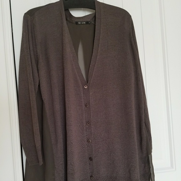 Sale!! NIC + ZOE CHIFFON BACK CARDIGAN NEW - Picture 3 of 5